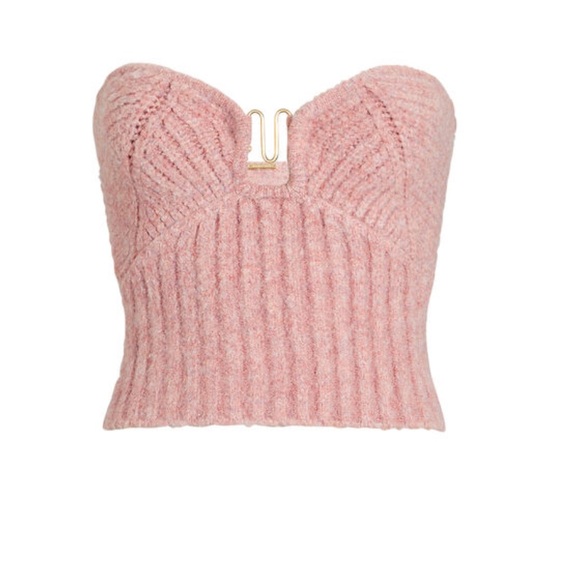 NWT CULT GAIA Ellison Rib Knit Crop Top Jaipur Pink M - Picture 4 of 8